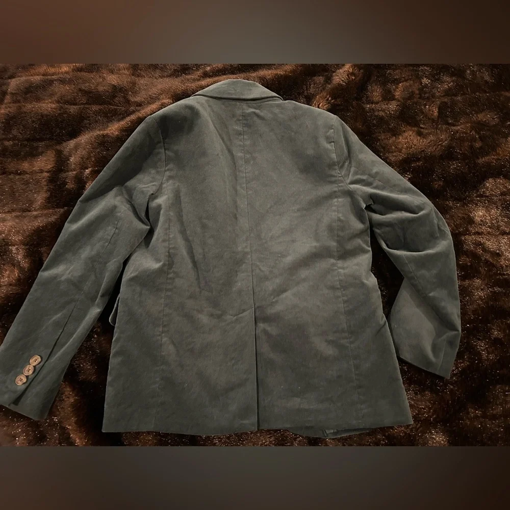 Cat & Jack Boys Green Velvet Blazer Size 8 Formal Holiday Wedding Jacket